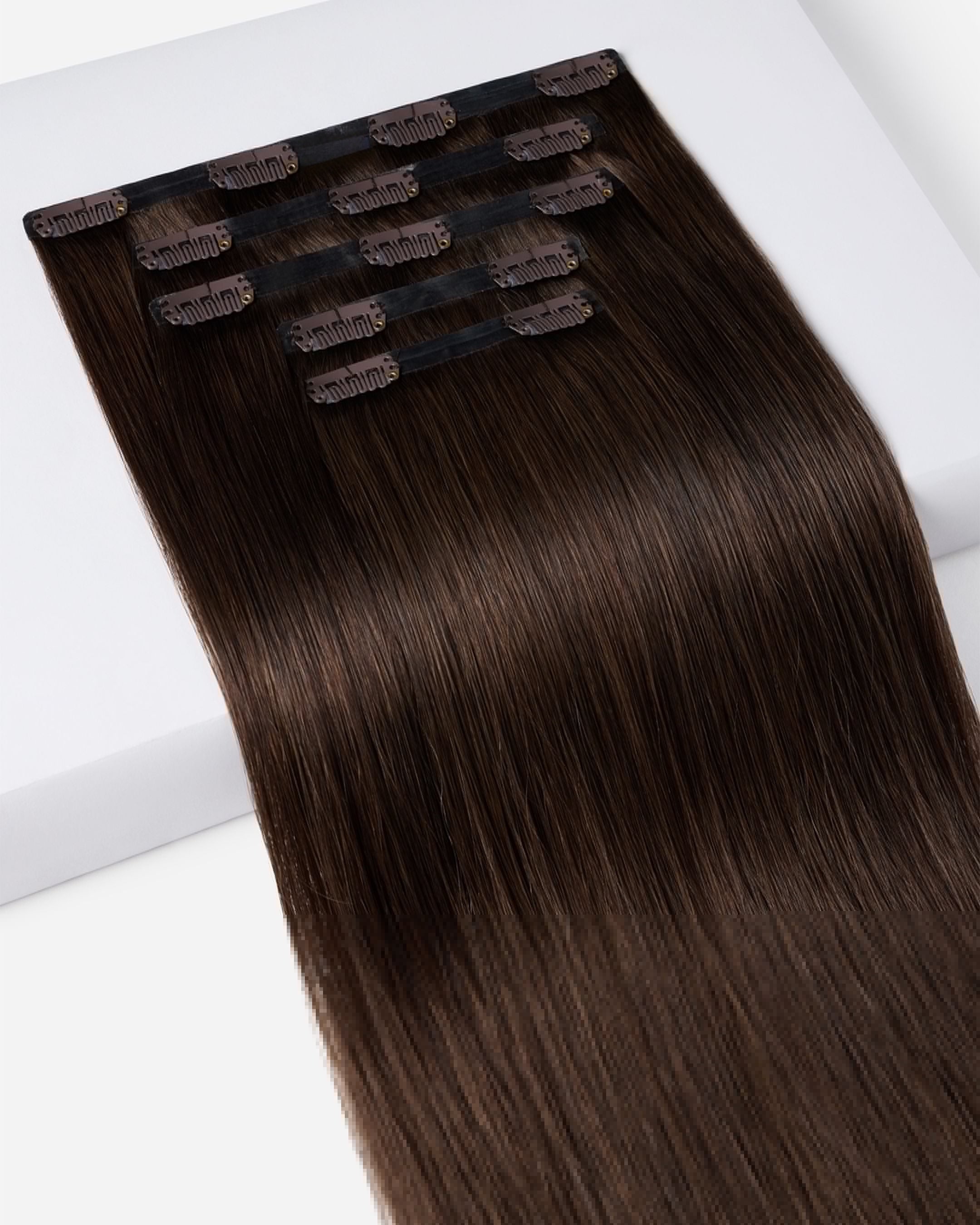 RICH CHOCOLATE BROWN -Seamless clip-ins